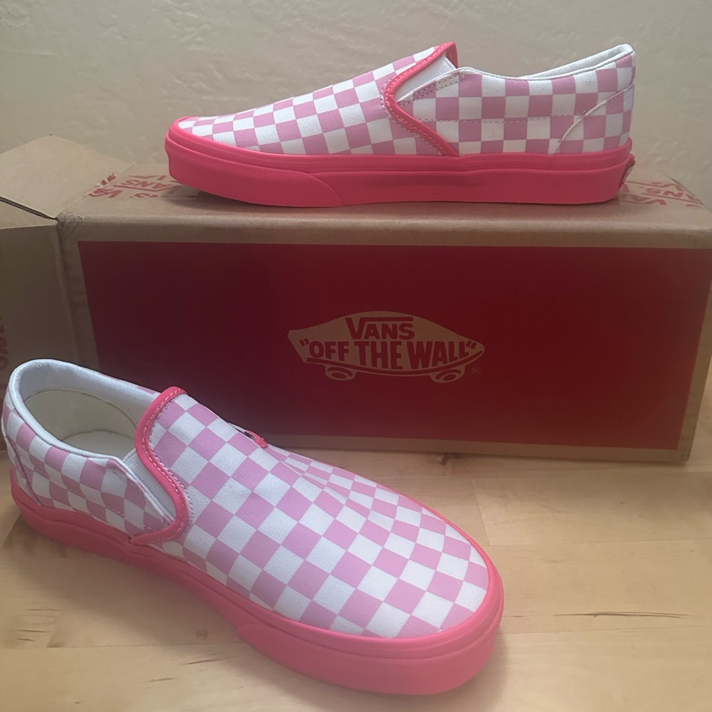 Customs Neon Pink Checkerboard Slip-On